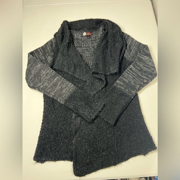 JJ Basics Women Size L Black Lagenlook Cardigan Sweater Long Sleeve Open Front - Picture 5 of 13
